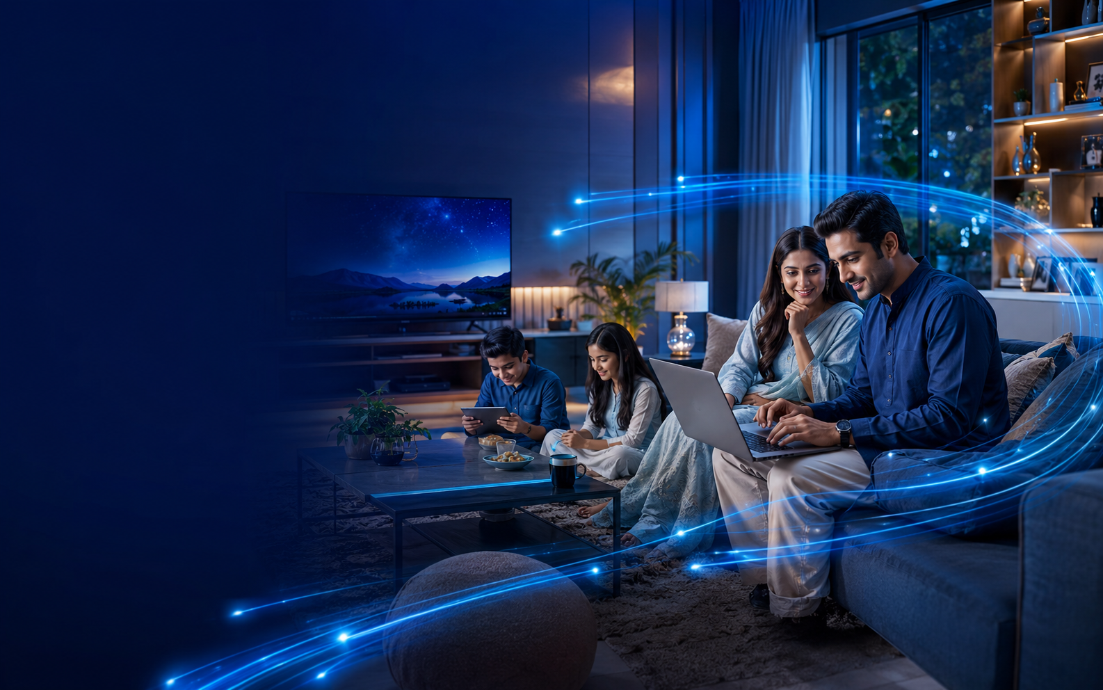 Family enjoying fast Shahram Telecom internet